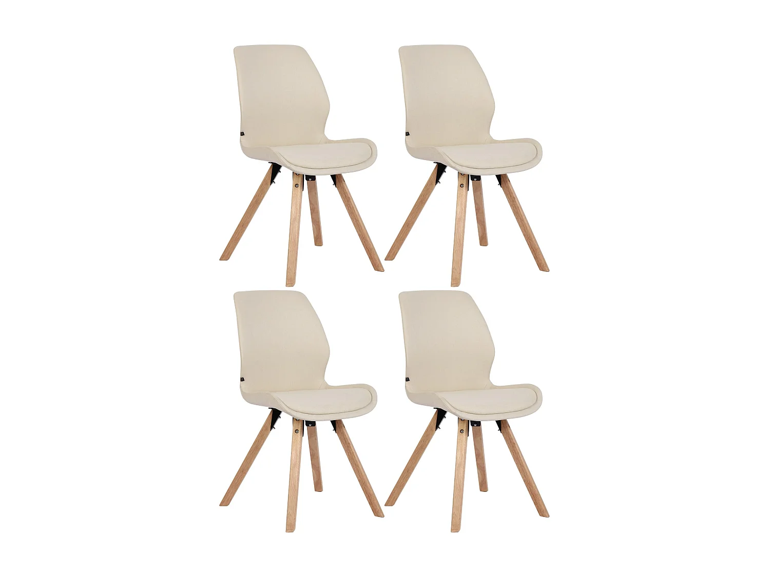 Lot de 4 Chaise de salle à manger - Tissu & Bois - Crème - Luna