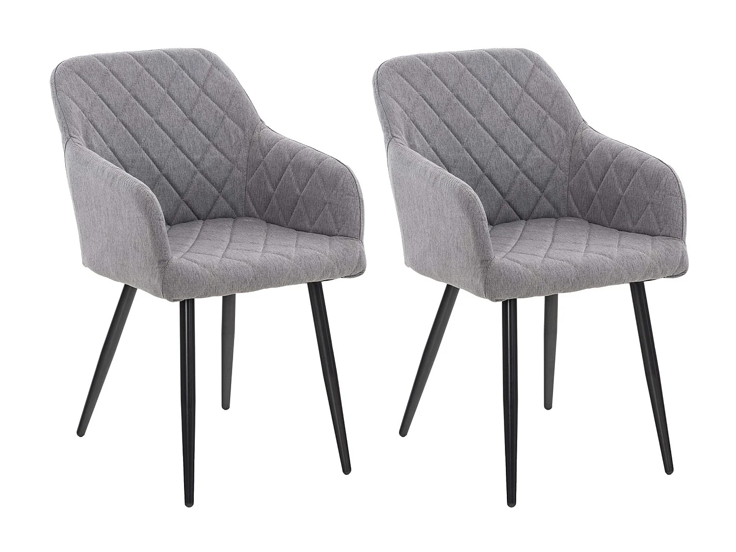 Lot de 2  chaises avec accoudoirs - Tissu - Gris - Shila
