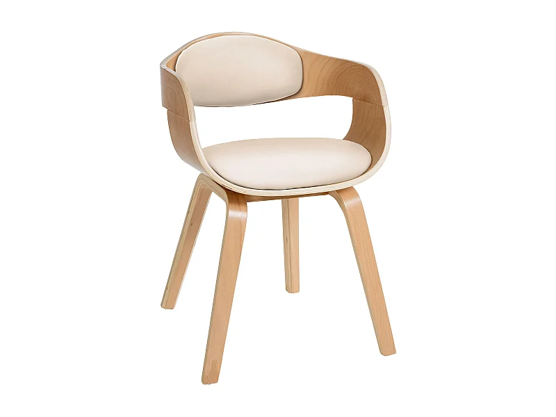 Stoel met armleuningen - Kunstleer - natura/creme - Kingston