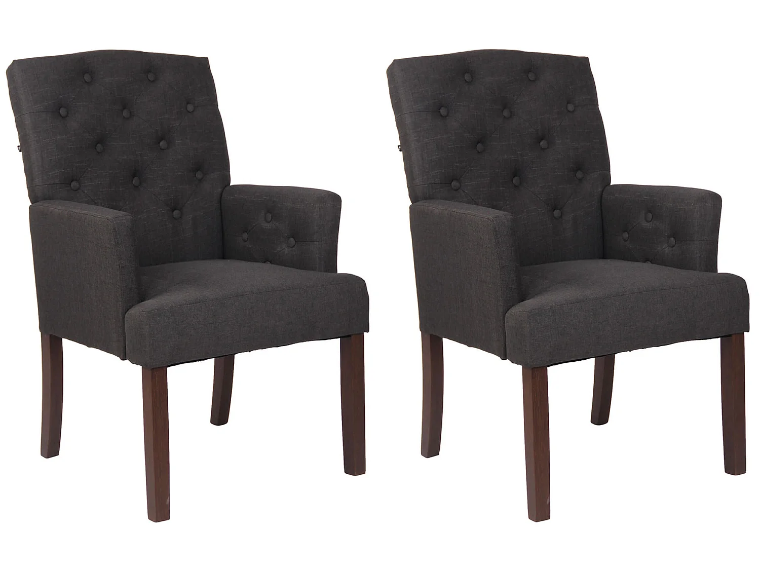 Lot de 2  chaise salle à manger - Tissu & Bois - Gris foncé - Sugar