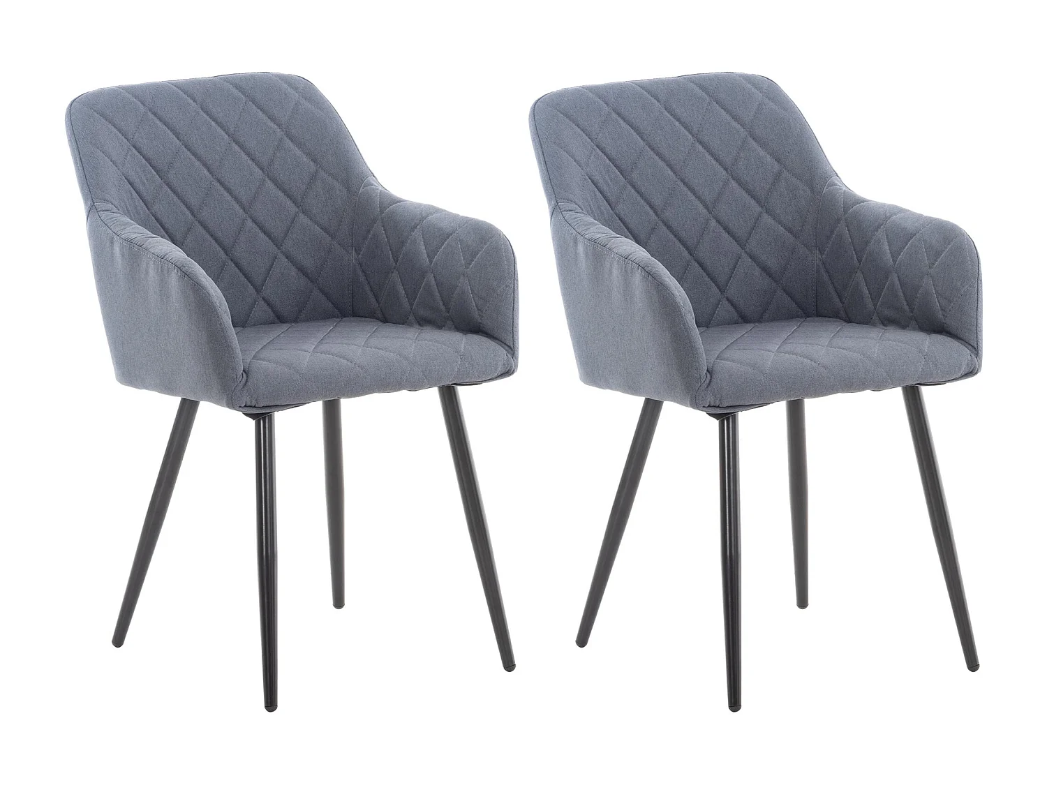 Lot de 2  chaises avec accoudoirs - Tissu - Gris foncé - Shila