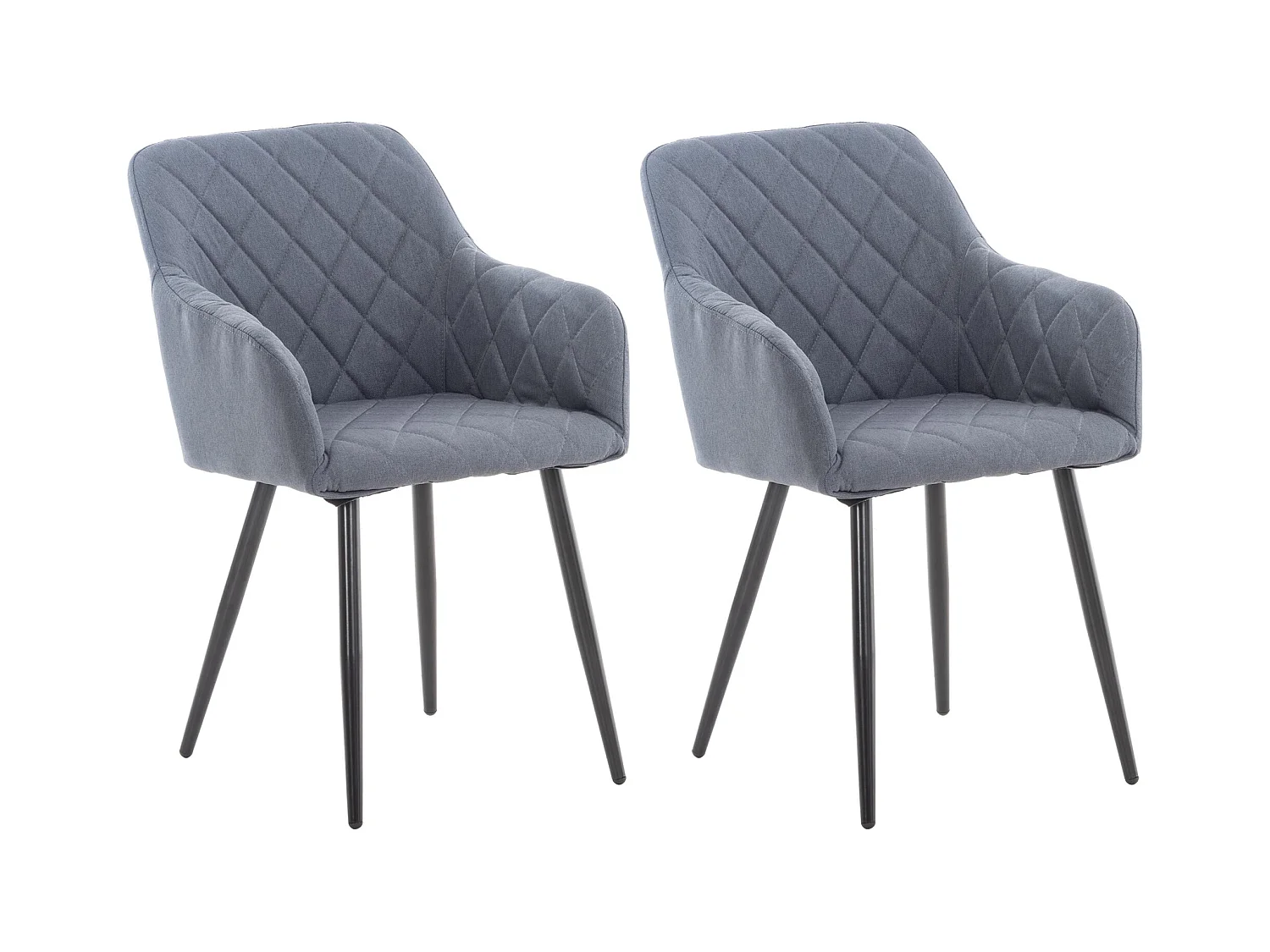 Lot de 2  chaises avec accoudoirs - Tissu - Gris foncé - Shila