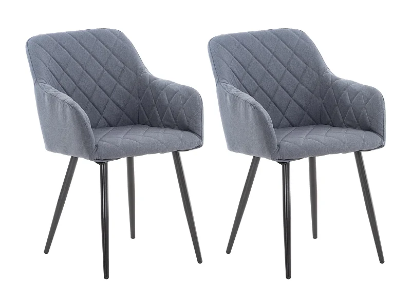 Lot de 2  chaises avec accoudoirs - Tissu - Gris foncé - Shila