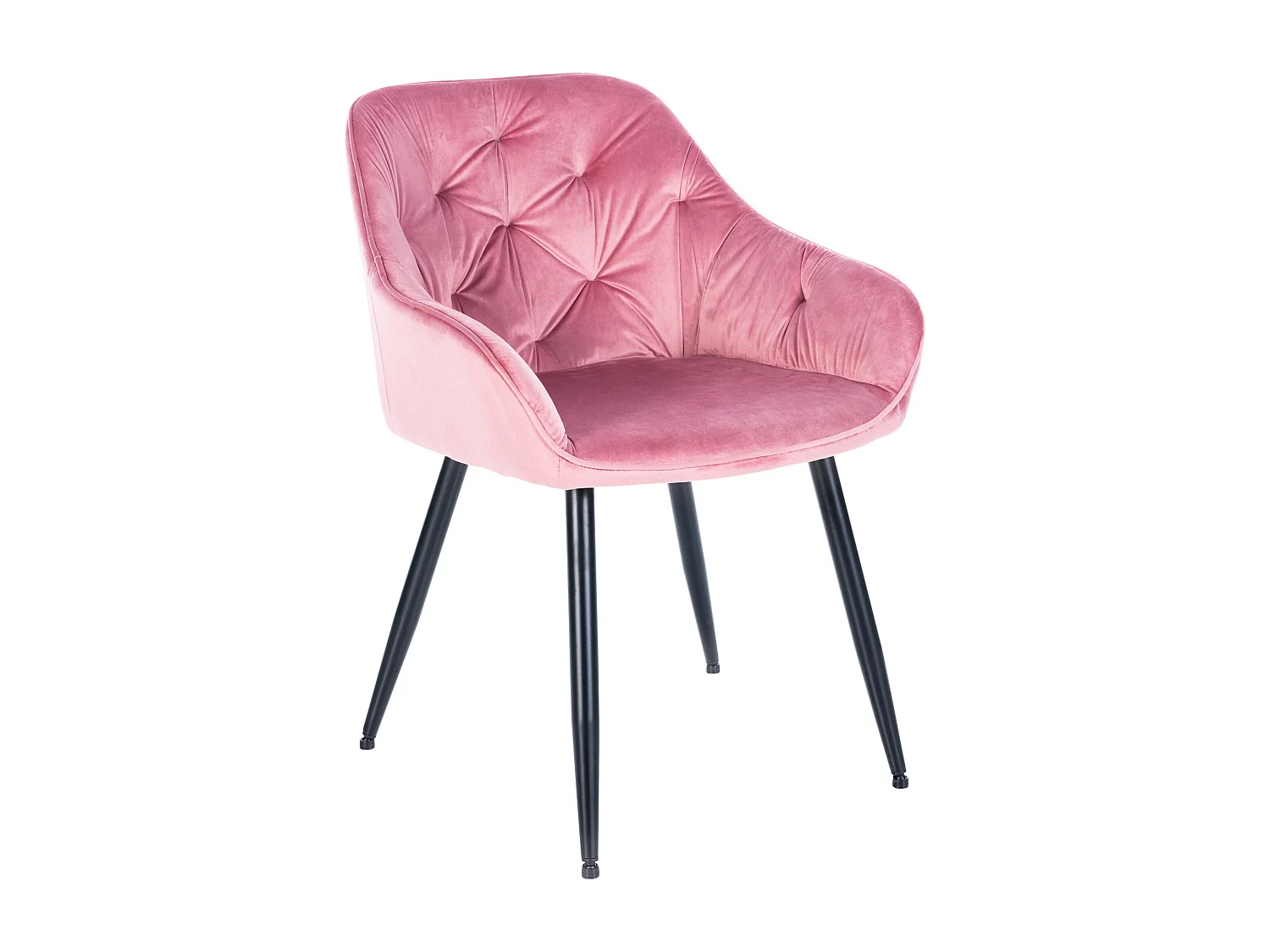 Lot de 2  chaises avec accoudoirs - Velours - Rose - Cassis