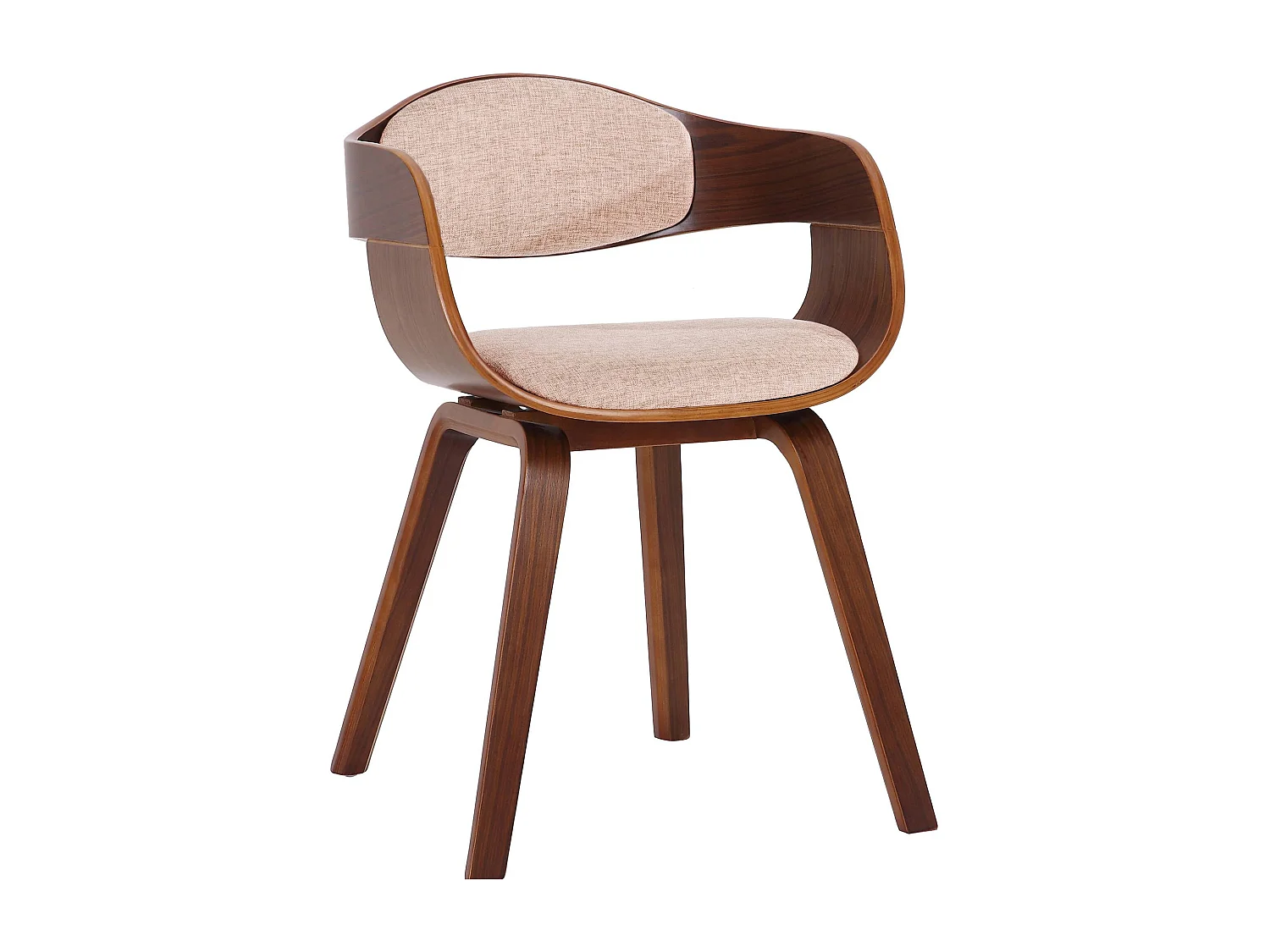 chaises avec accoudoirs - Tissu - Noyer / Crème - Kingston