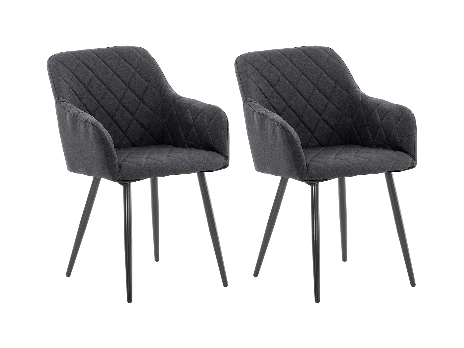 Lot de 2  chaises avec accoudoirs - Tissu - Noir - Shila