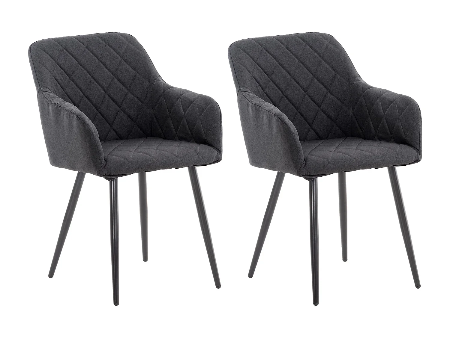 Lot de 2  chaises avec accoudoirs - Tissu - Noir - Shila