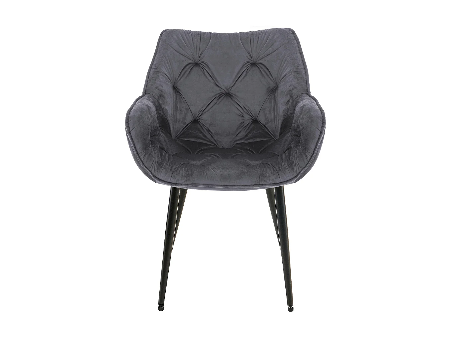 Lot de 4  chaises avec accoudoirs - Velours - Gris foncé - Tanna