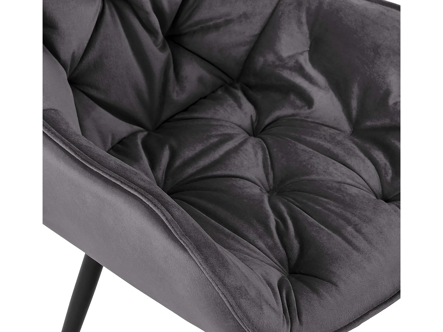 Lot de 4  chaises avec accoudoirs - Velours - Gris foncé - Tanna