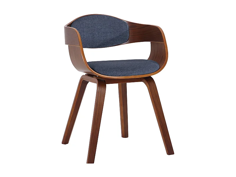 chaises avec accoudoirs - Tissu - Noyer / Bleu - Kingston