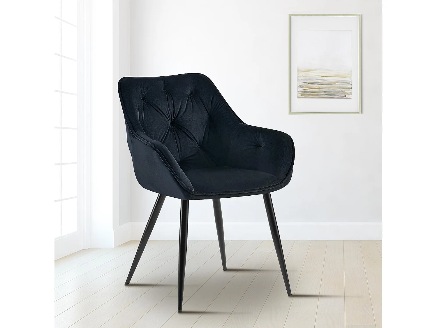 Set De 2  Silla con reposabrazos - Terciopelo - Negro - Cassis