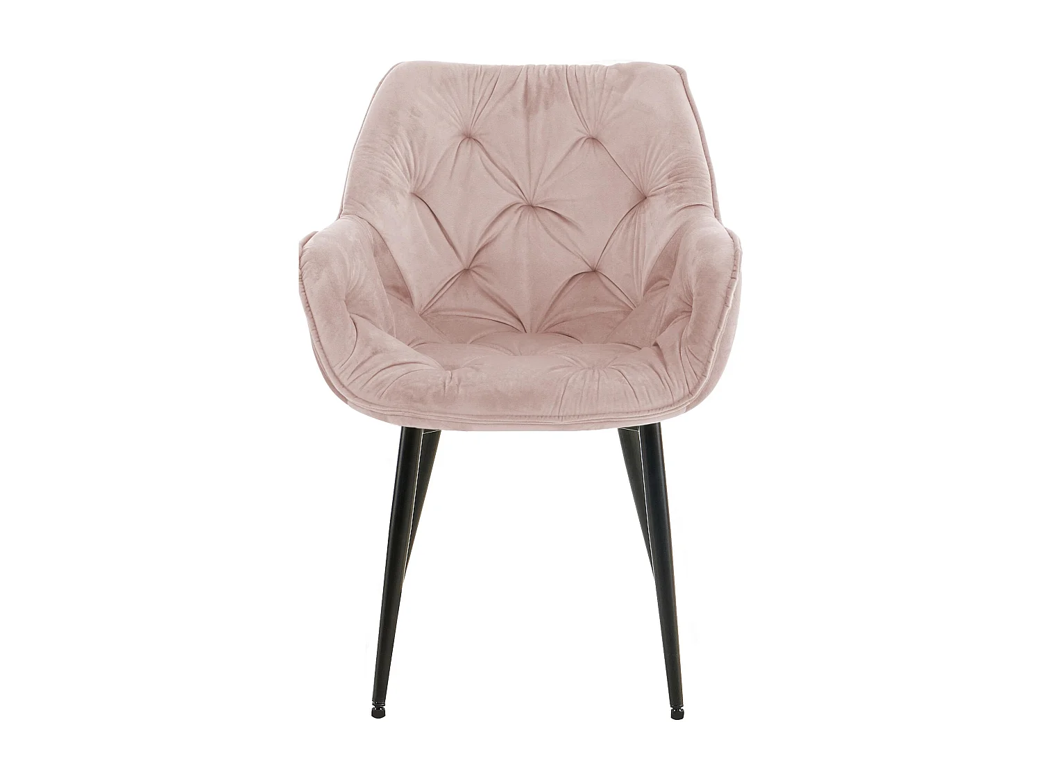 Lot de 4  chaises avec accoudoirs - Velours - Rose - Tanna