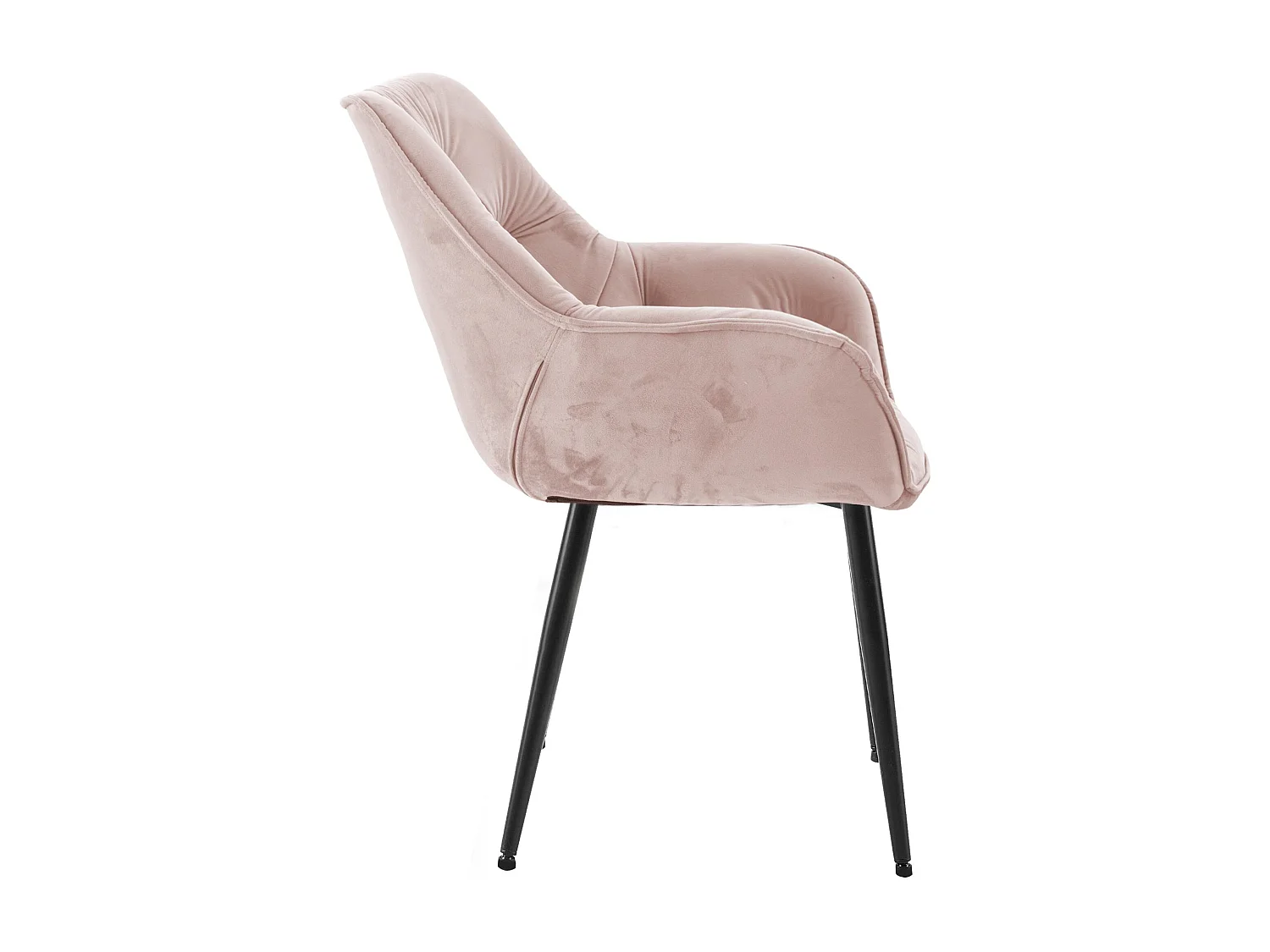 Lot de 4  chaises avec accoudoirs - Velours - Rose - Tanna