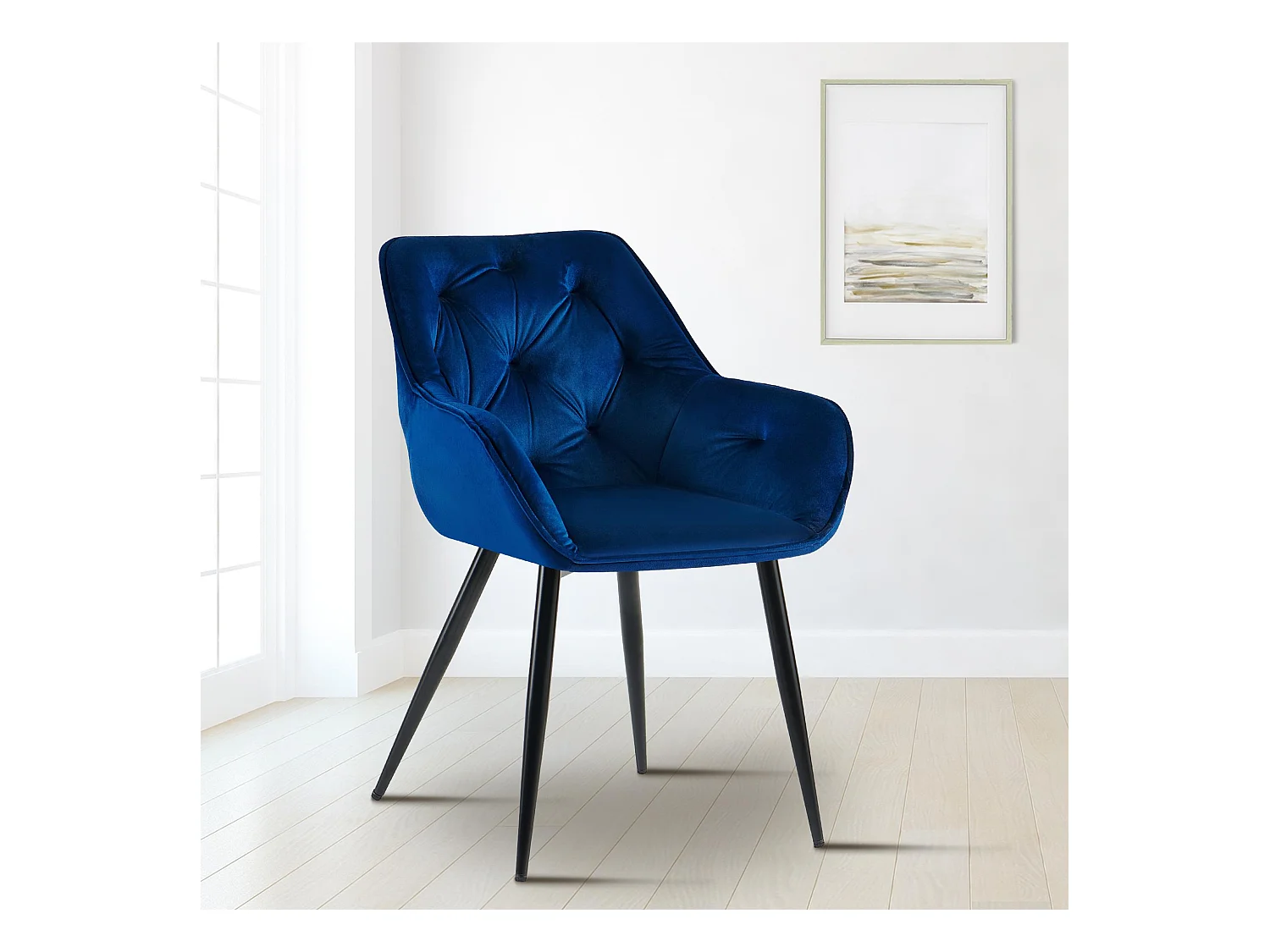 Set De 2  Silla con reposabrazos - Terciopelo - Azul - Cassis