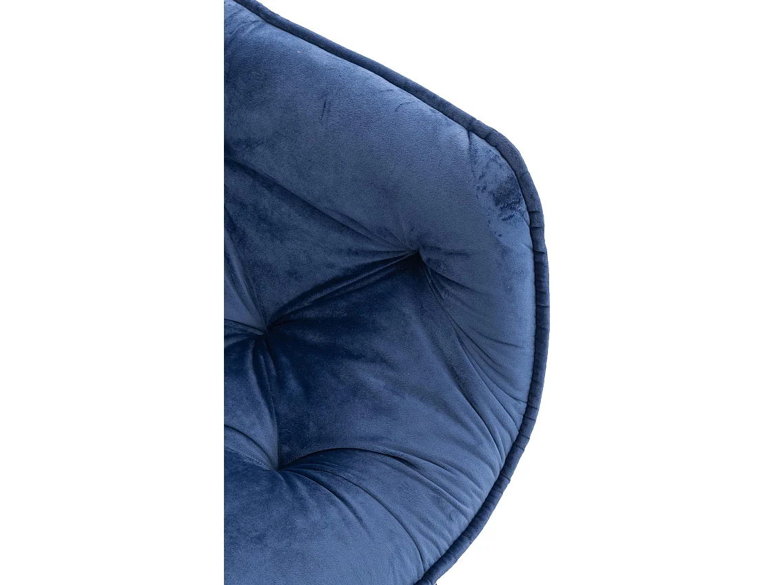 Lot de 4  chaises avec accoudoirs - Velours - Bleu - Tanna