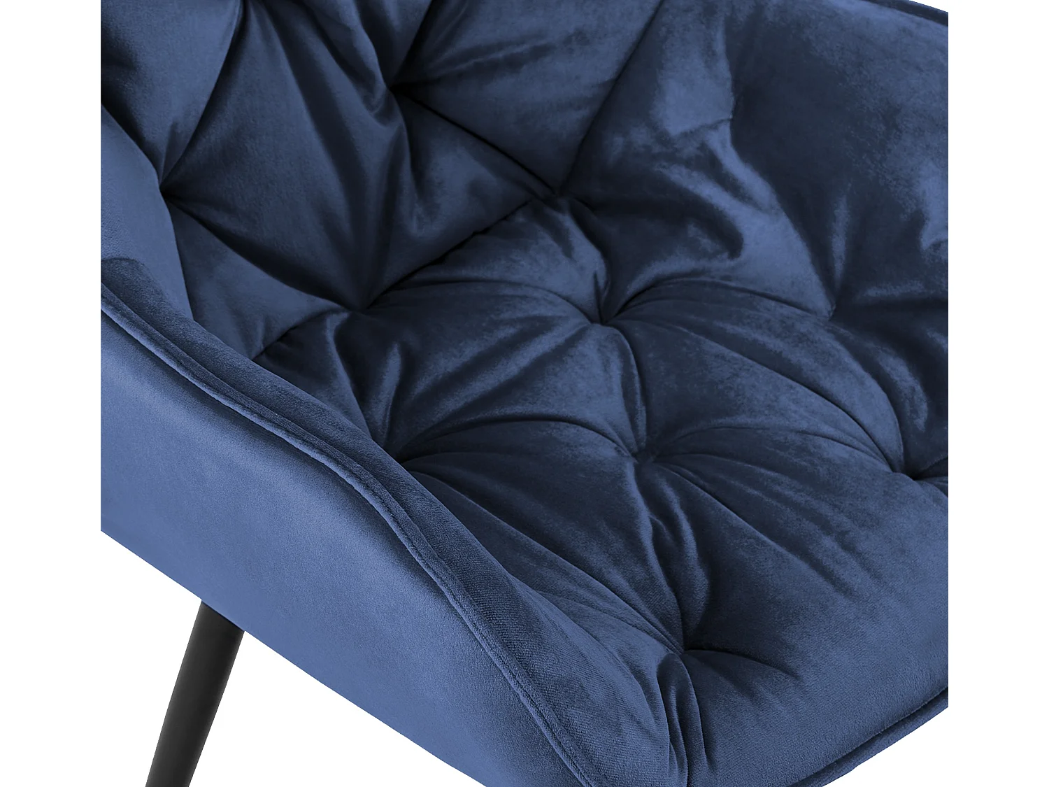 Lot de 4  chaises avec accoudoirs - Velours - Bleu - Tanna