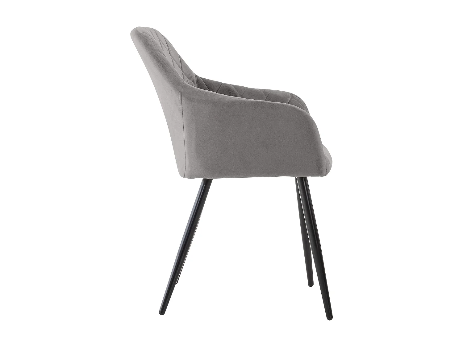 Lot de 2  chaises avec accoudoirs - Velours - Gris - Shila