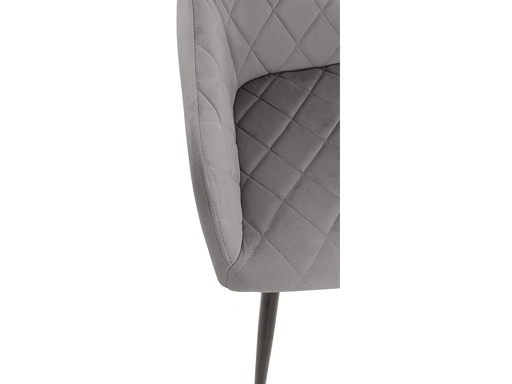 Lot de 2  chaises avec accoudoirs - Velours - Gris - Shila