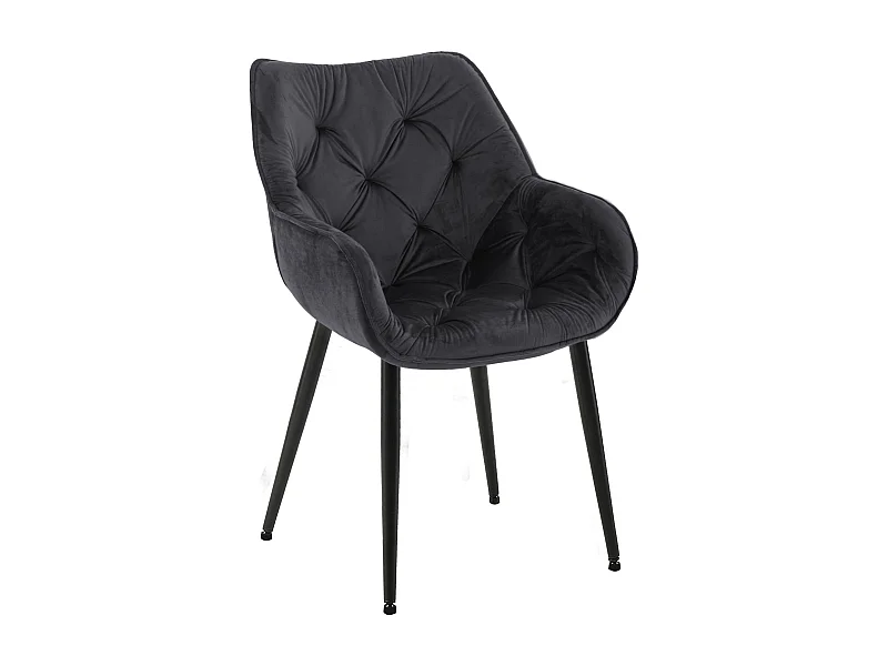 chaises avec accoudoirs - Velours & Noir - Noir - Tanna