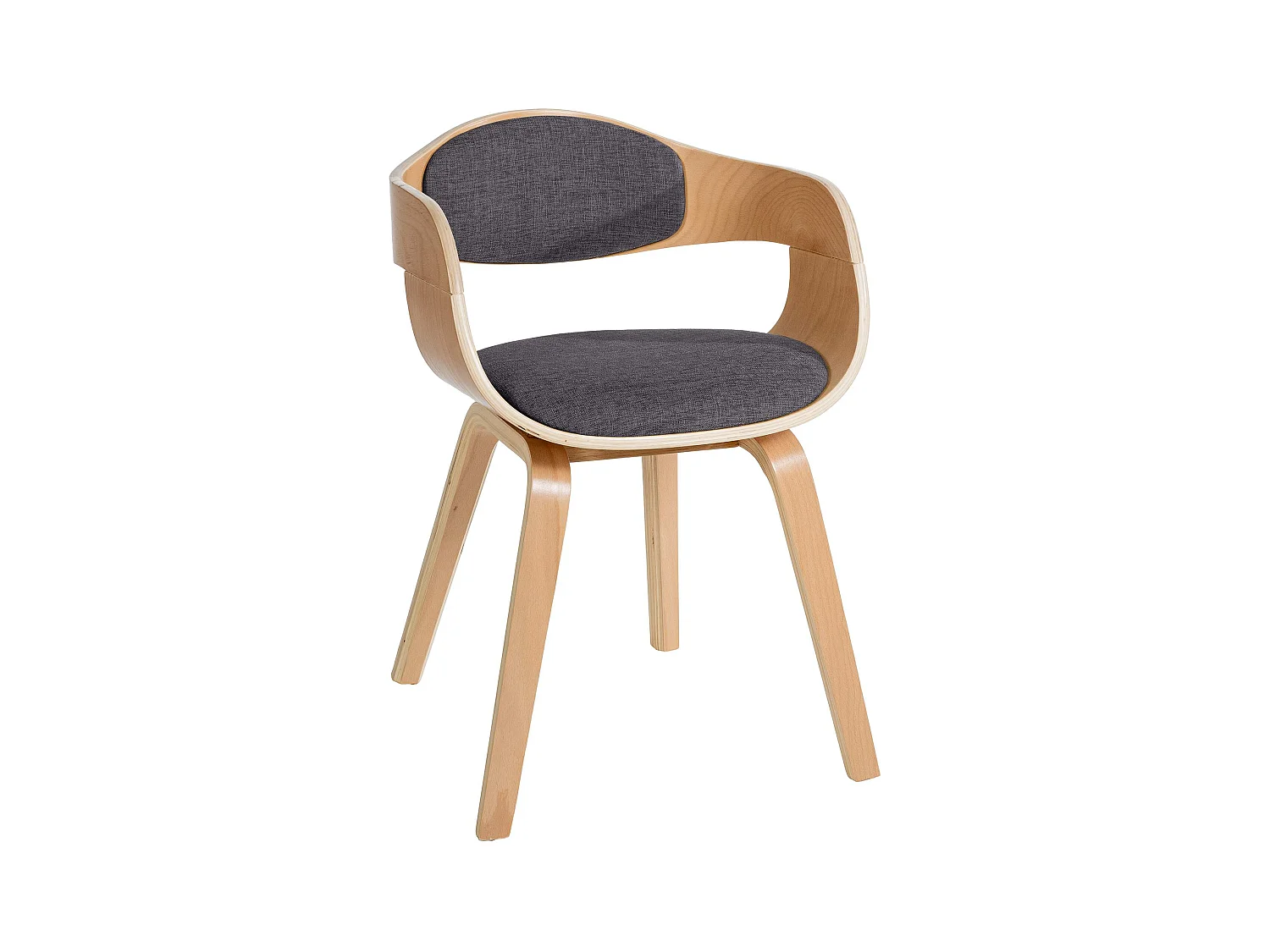 chaises avec accoudoirs - Tissu - Nature / Gris clair - Kingston