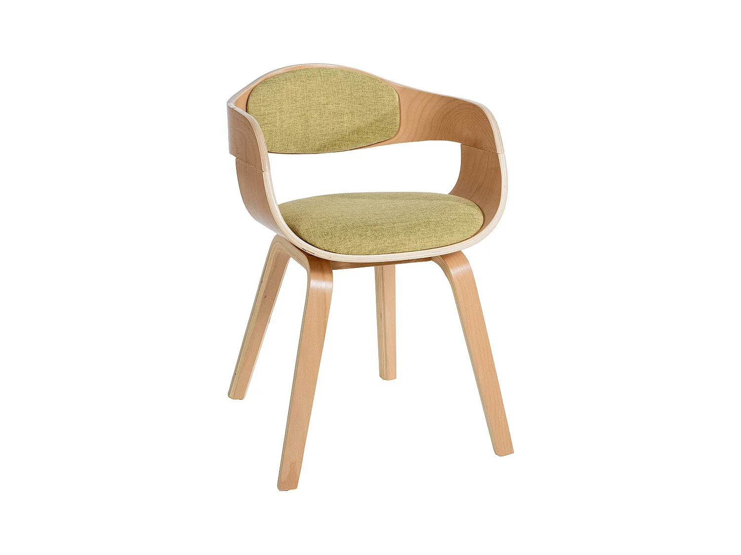 chaises avec accoudoirs - Tissu - Nature / Vert clair - Kingston