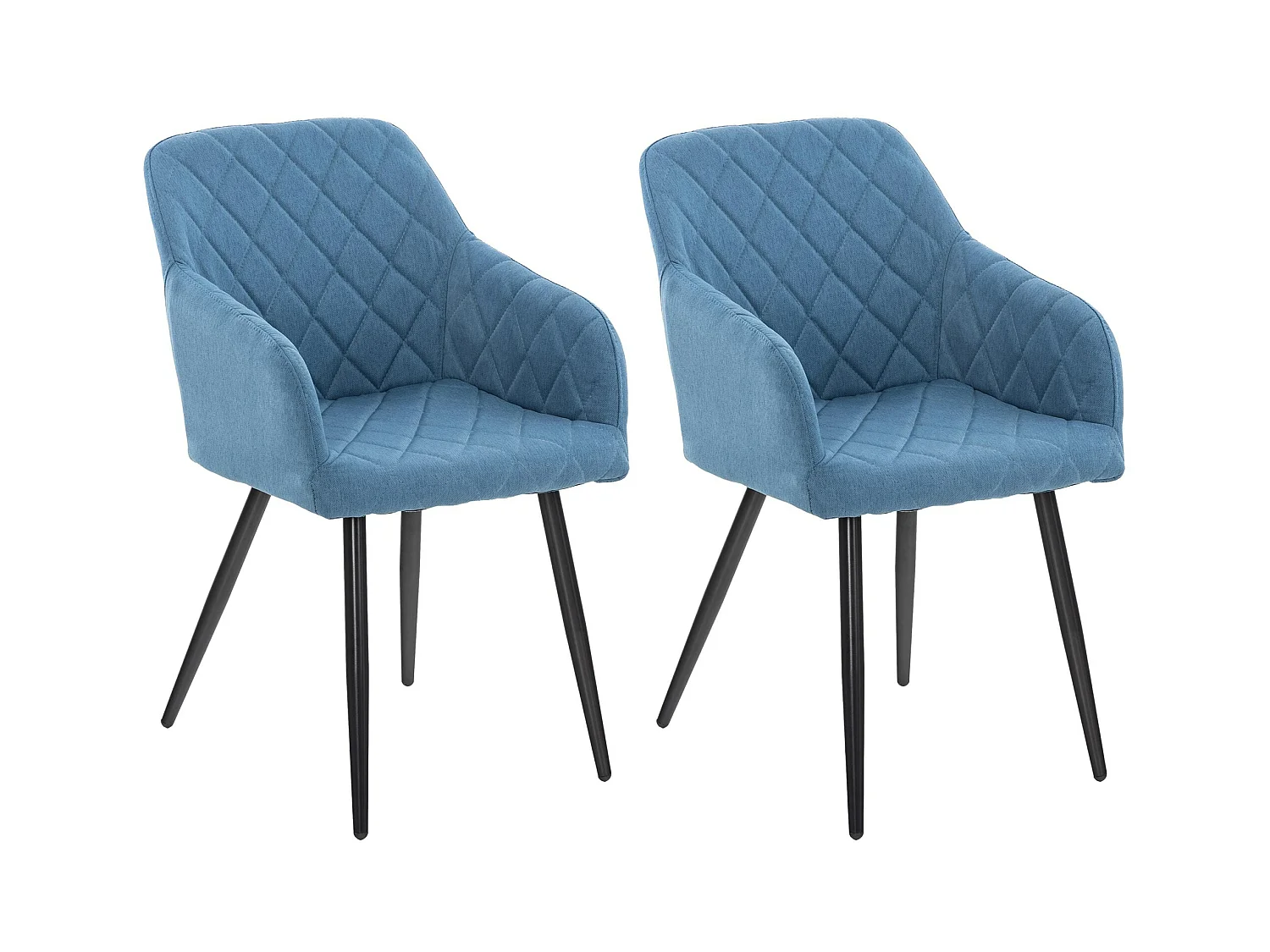 Lot de 2  chaises avec accoudoirs - Tissu - Bleu - Shila