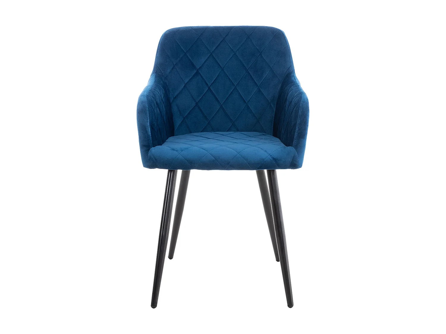 Lot de 2  chaises avec accoudoirs - Velours - Bleu - Shila