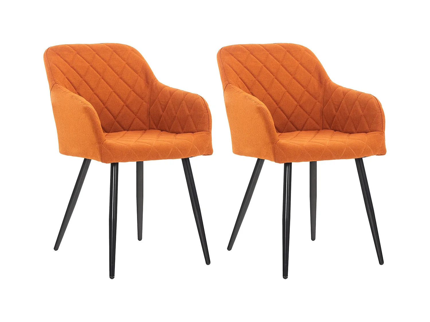 Lot de 2  chaises avec accoudoirs - Tissu - Orange - Shila