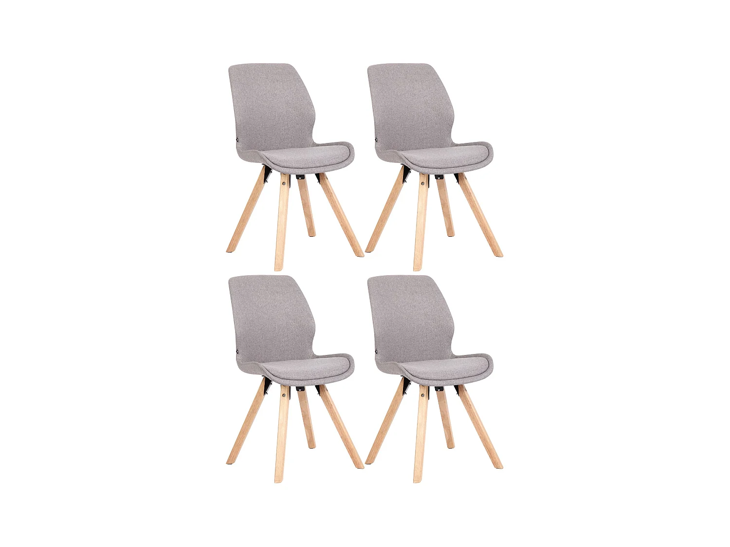 Lot de 4  chaise salle à manger - Tissu - Gris - Luna
