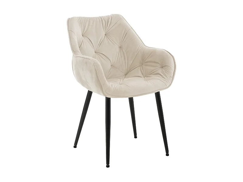 chaises avec accoudoirs - Velours - Crème - Tanna