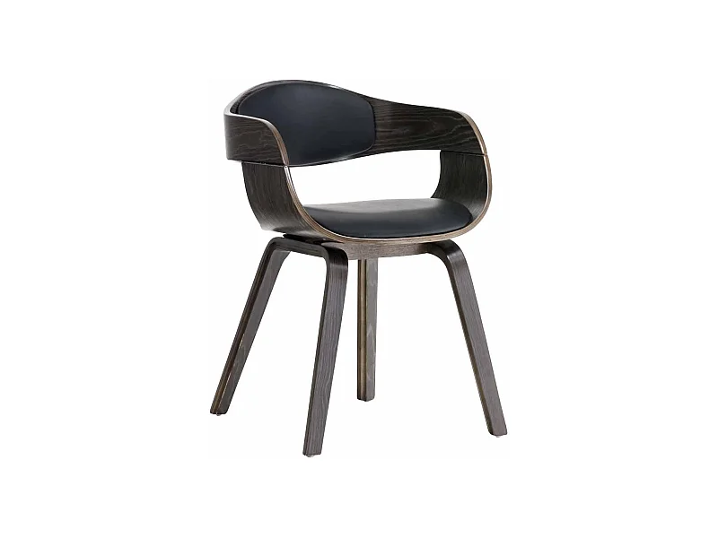 chaises avec accoudoirs - Similicuir - Noir / Gris - Kingston