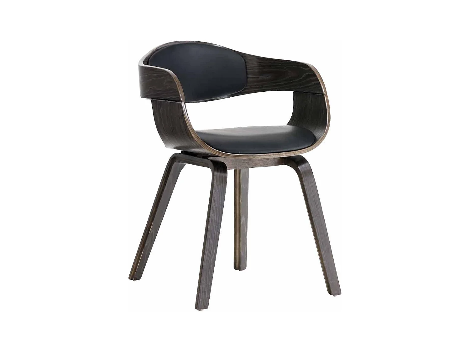 chaises avec accoudoirs - Similicuir - Noir / Gris - Kingston