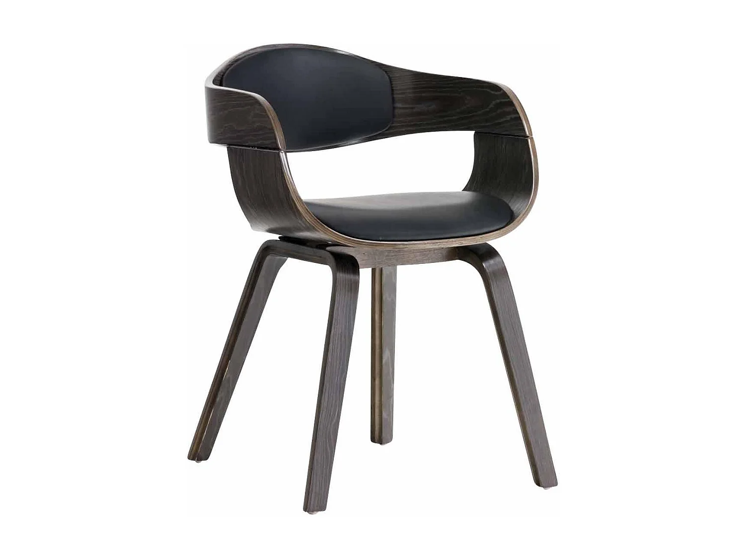 chaises avec accoudoirs - Similicuir - Noir / Gris - Kingston