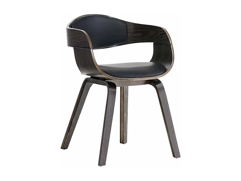 chaises avec accoudoirs - Similicuir - Noir / Gris - Kingston