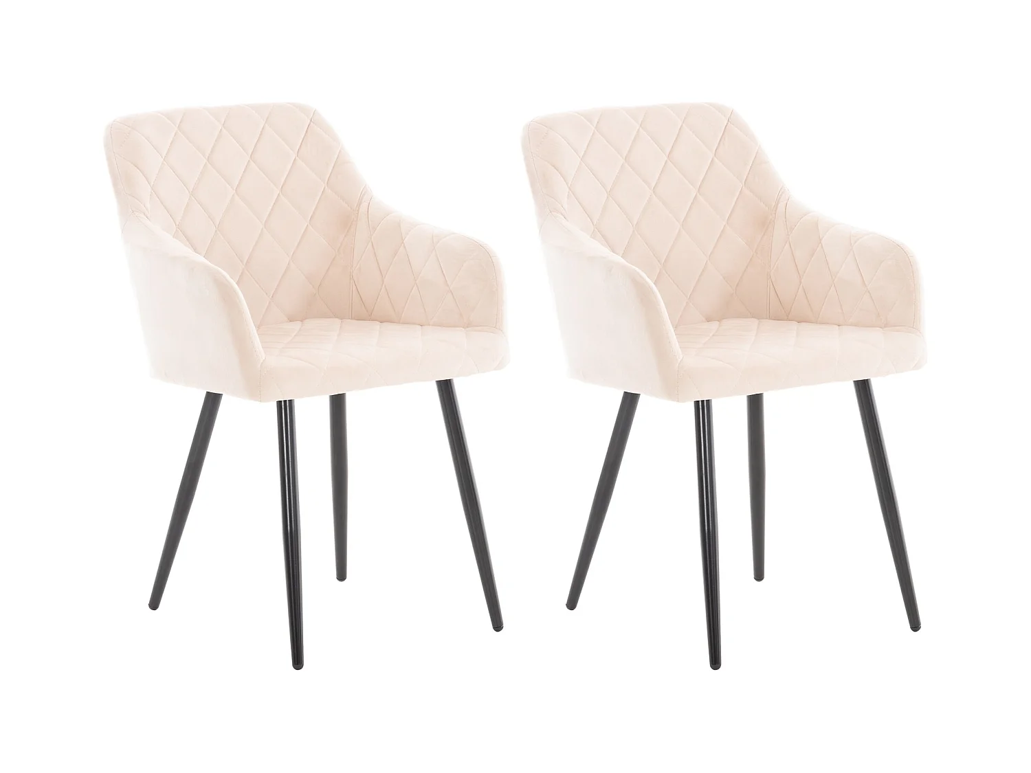 Lot de 2  chaises avec accoudoirs - Velours - Beige - Shila