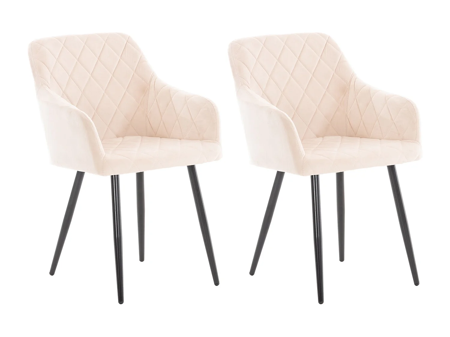 Lot de 2  chaises avec accoudoirs - Velours - Beige - Shila