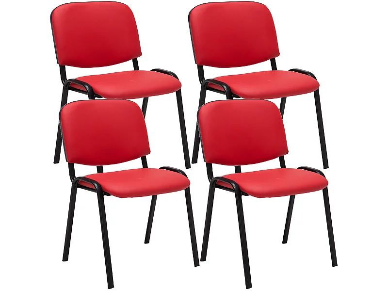 Set van 4  Conferentiestoelen - Kunstleer & Metaal mat zwart - rood - Ken