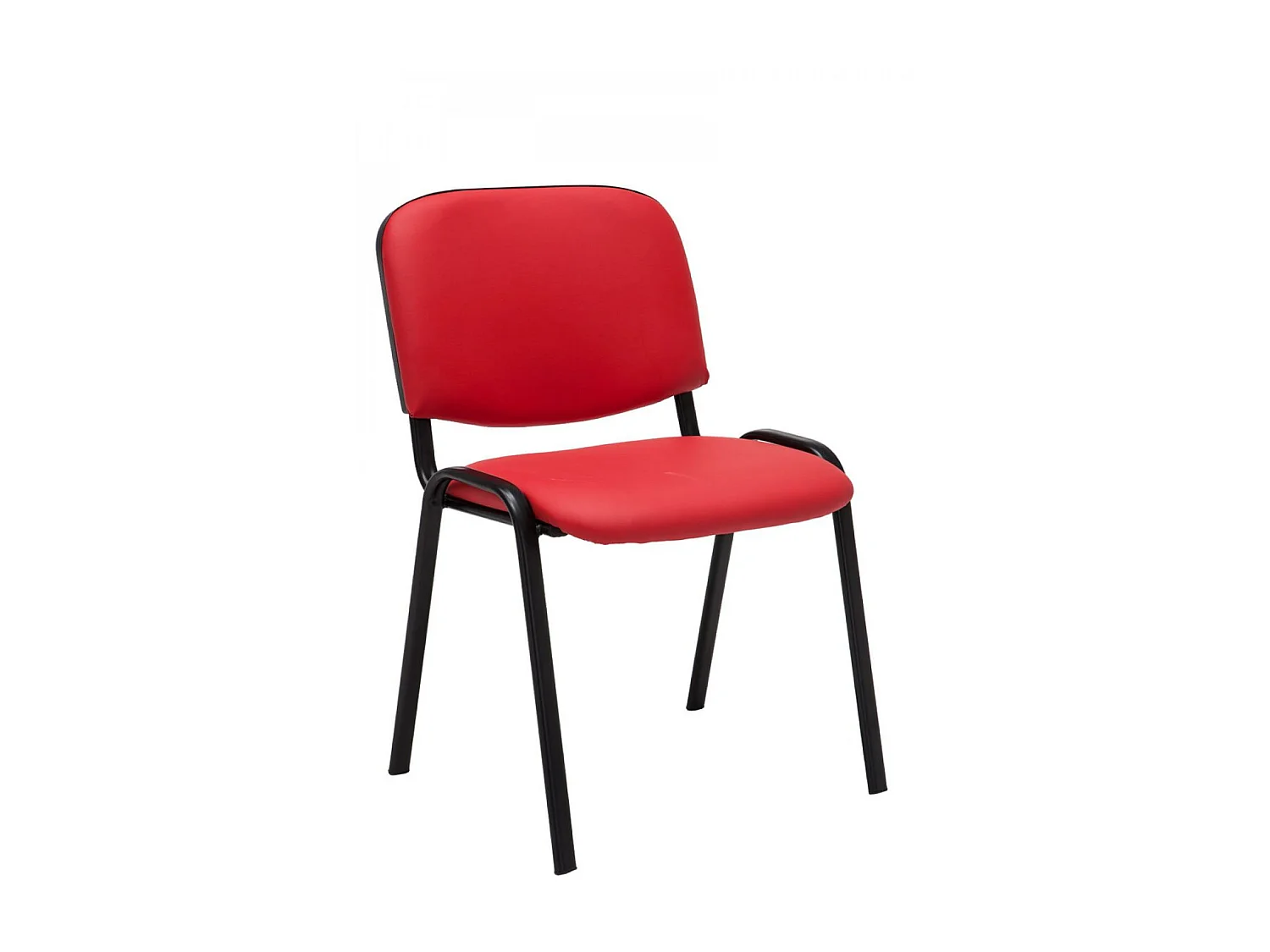 Set van 4  Conferentiestoelen - Kunstleer & Metaal mat zwart - rood - Ken