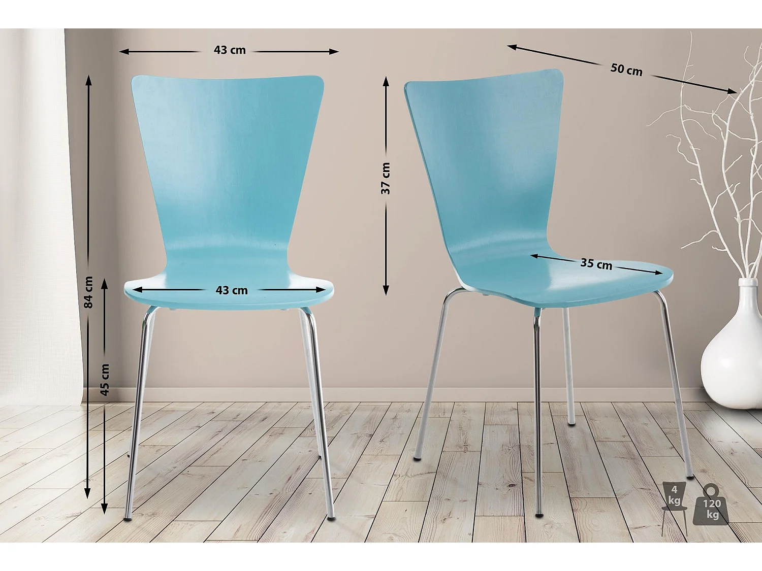 Chaise de conférence - Bois - Bleu clair - Aaron