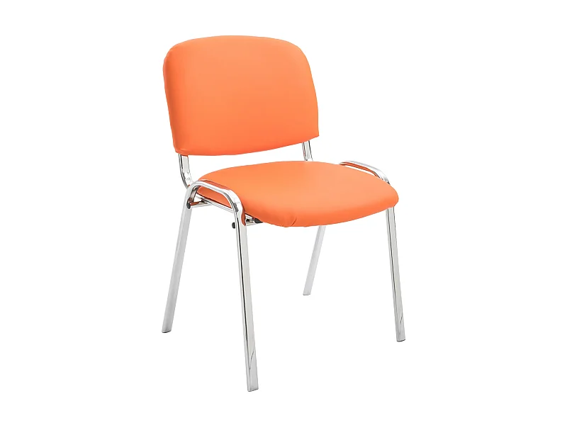 Chaise de salle à manger - Similicuir & Métal chromé - Orange - Ken