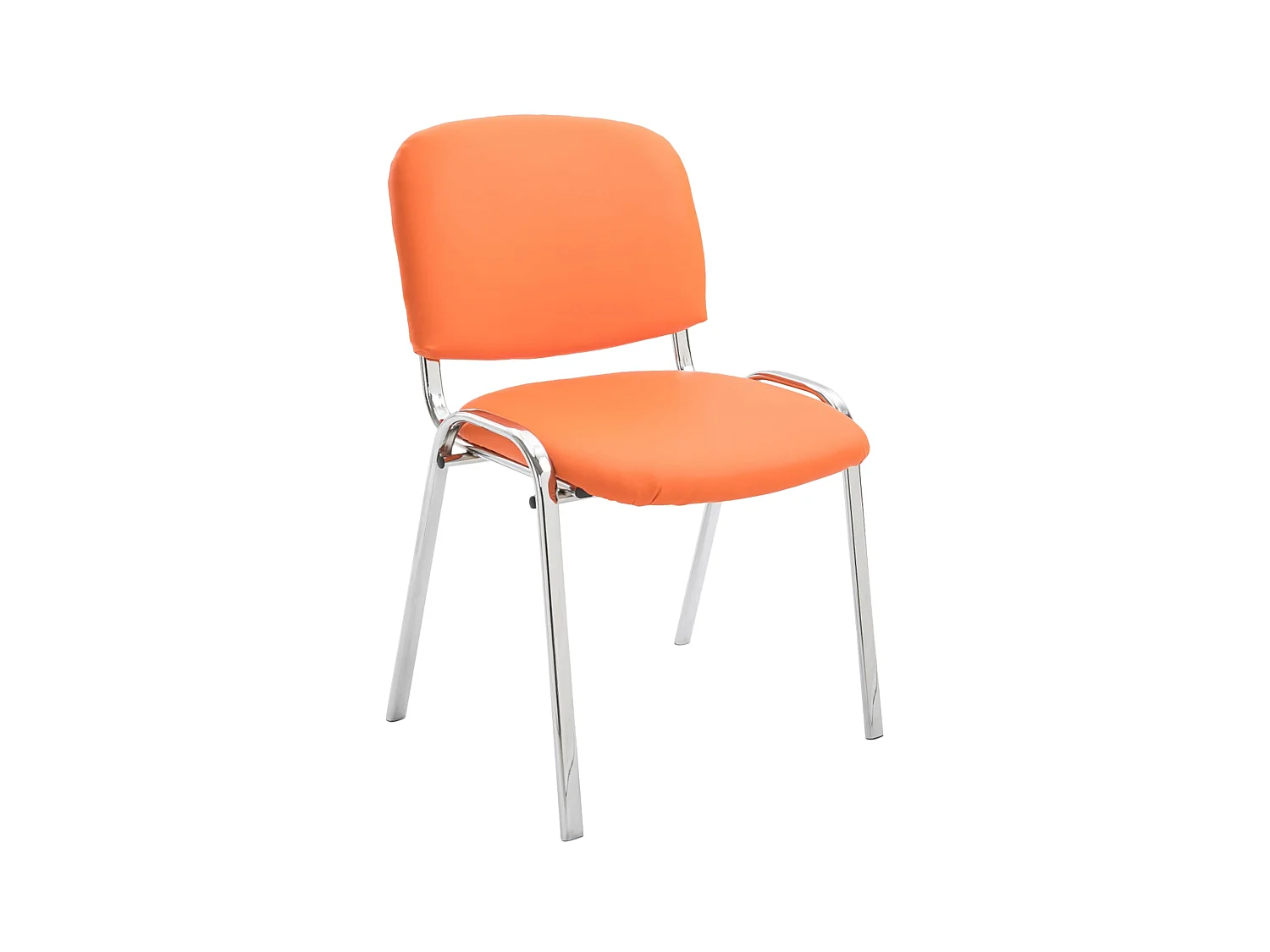 Chaise de salle à manger - Similicuir & Métal chromé - Orange - Ken