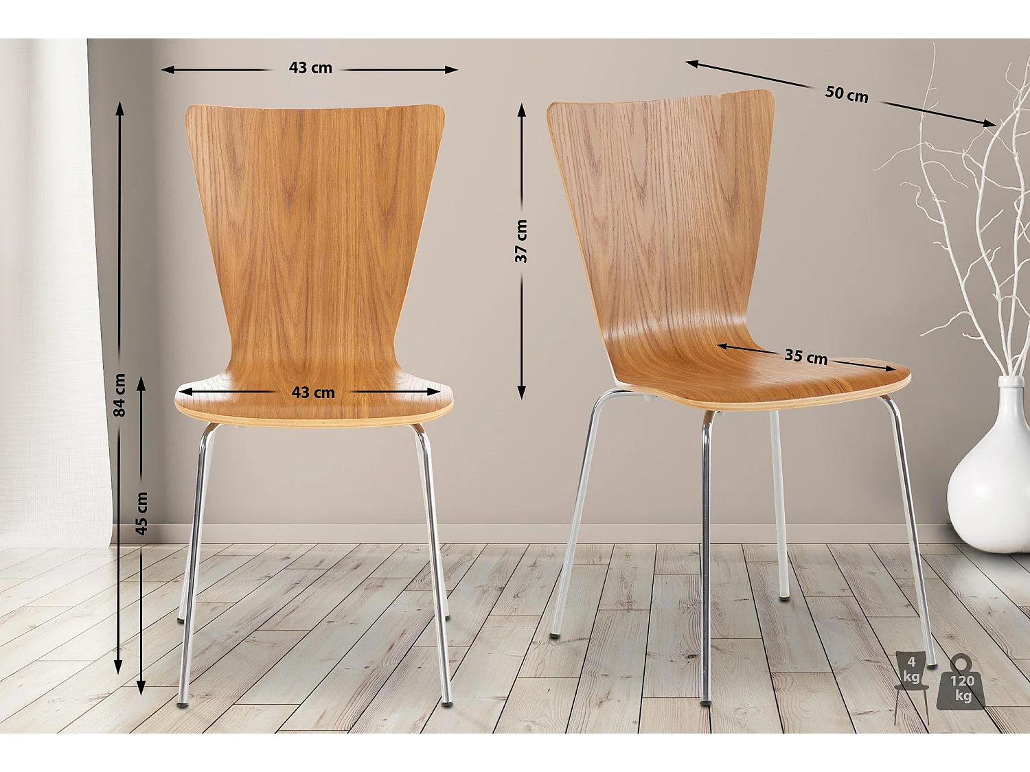 Conferentiestoelen - Hout & wit - eik - Aaron