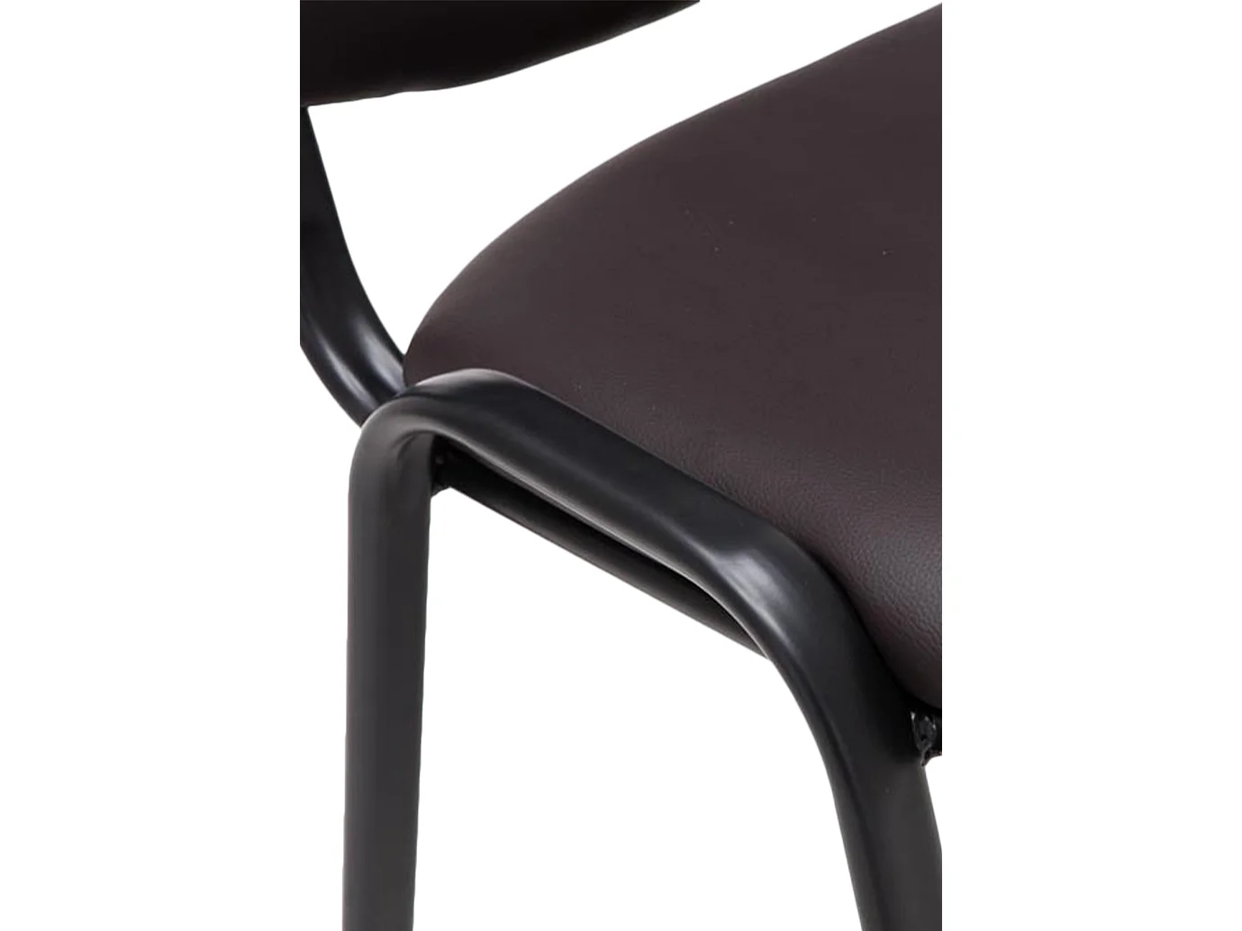 Chaise de salle à manger - Similicuir & Métal noir mat - Marron - Ken