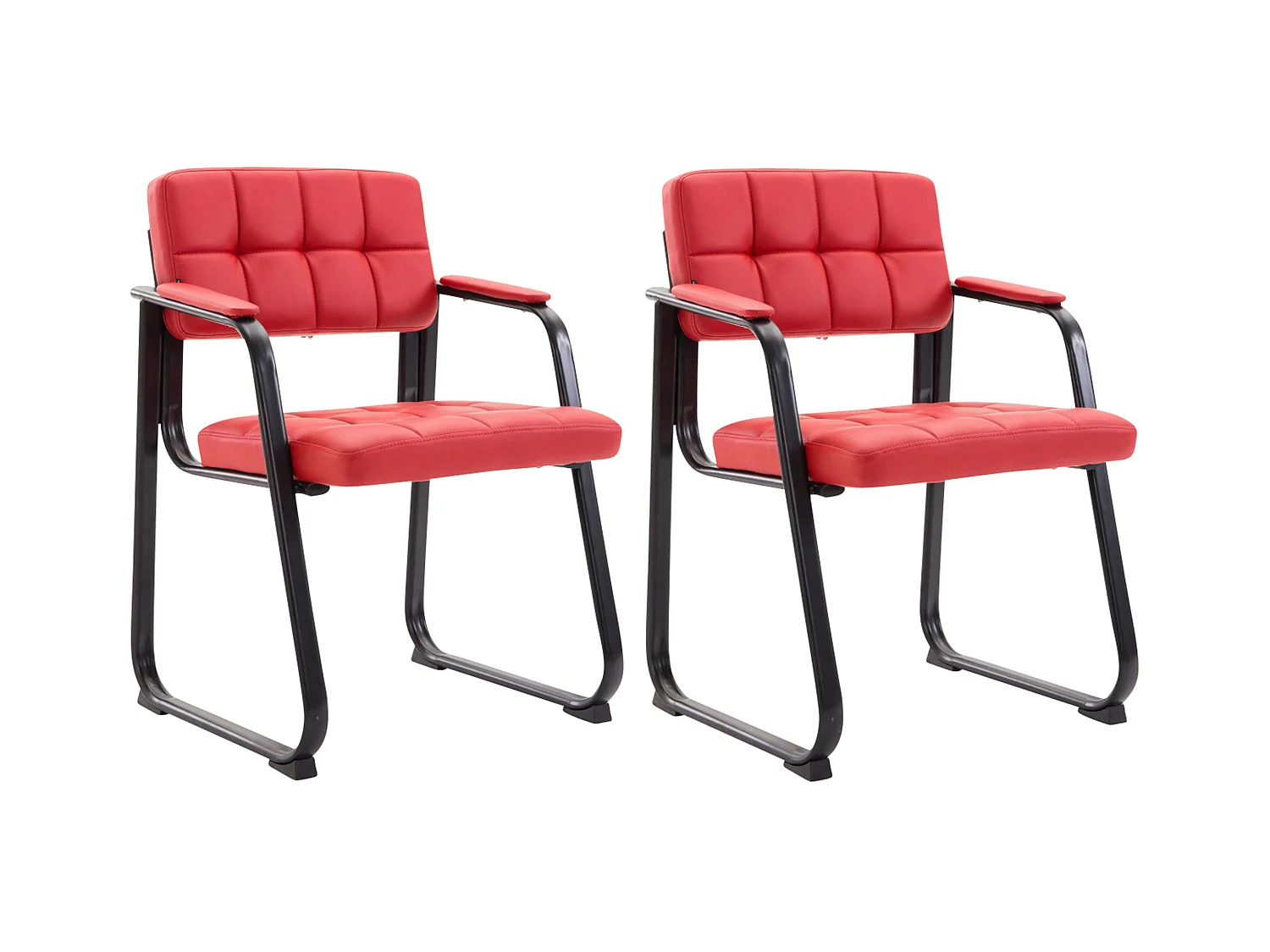 Lot de 2  chaises avec accoudoirs - Similicuir & Blanc - Rouge - Canada B