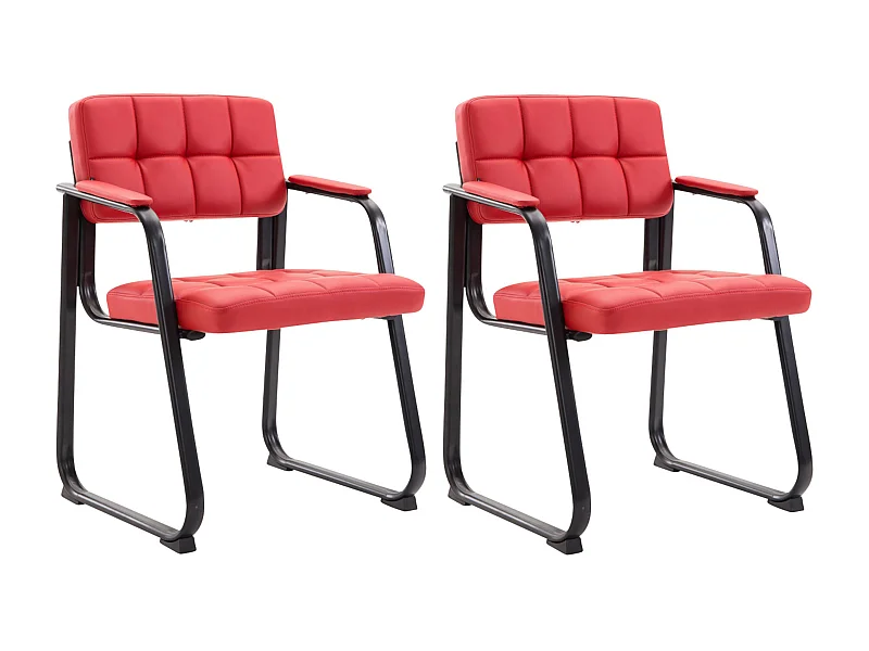 Lot de 2  chaises avec accoudoirs - Similicuir - Rouge - Canada B