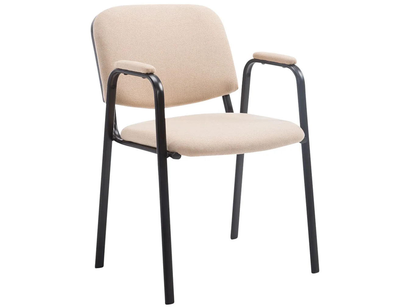 Lot de 4  Chaise de conférence - Tissu & Métal noir mat - Crème - Ken Pro