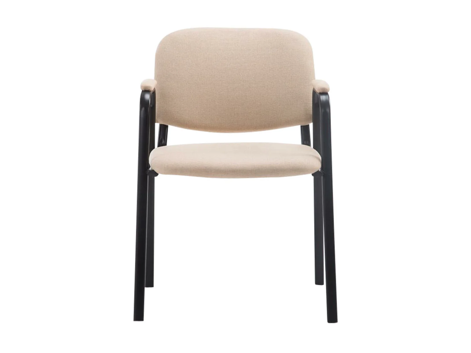 Lot de 4  Chaise de conférence - Tissu & Métal noir mat - Crème - Ken Pro