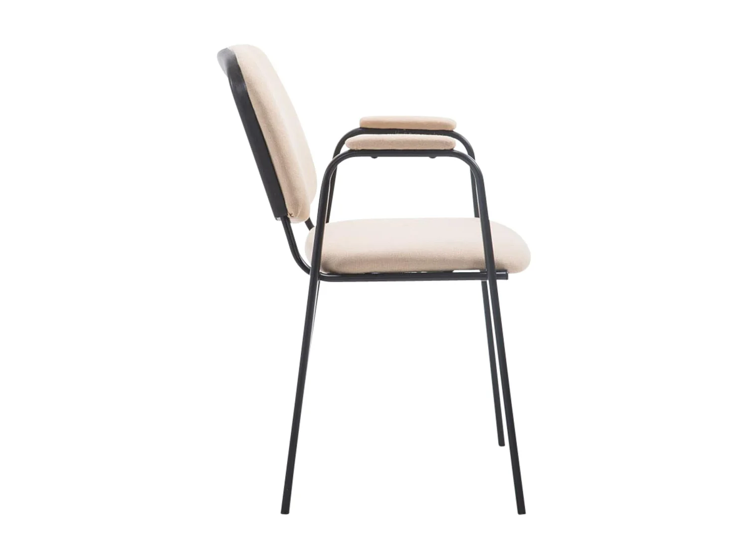 Lot de 4  Chaise de conférence - Tissu & Métal noir mat - Crème - Ken Pro