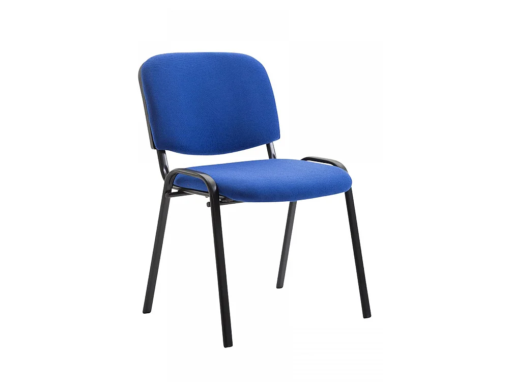 Lot de 6 Chaise de salle à manger - Tissu & Métal noir mat - Bleu - Ken