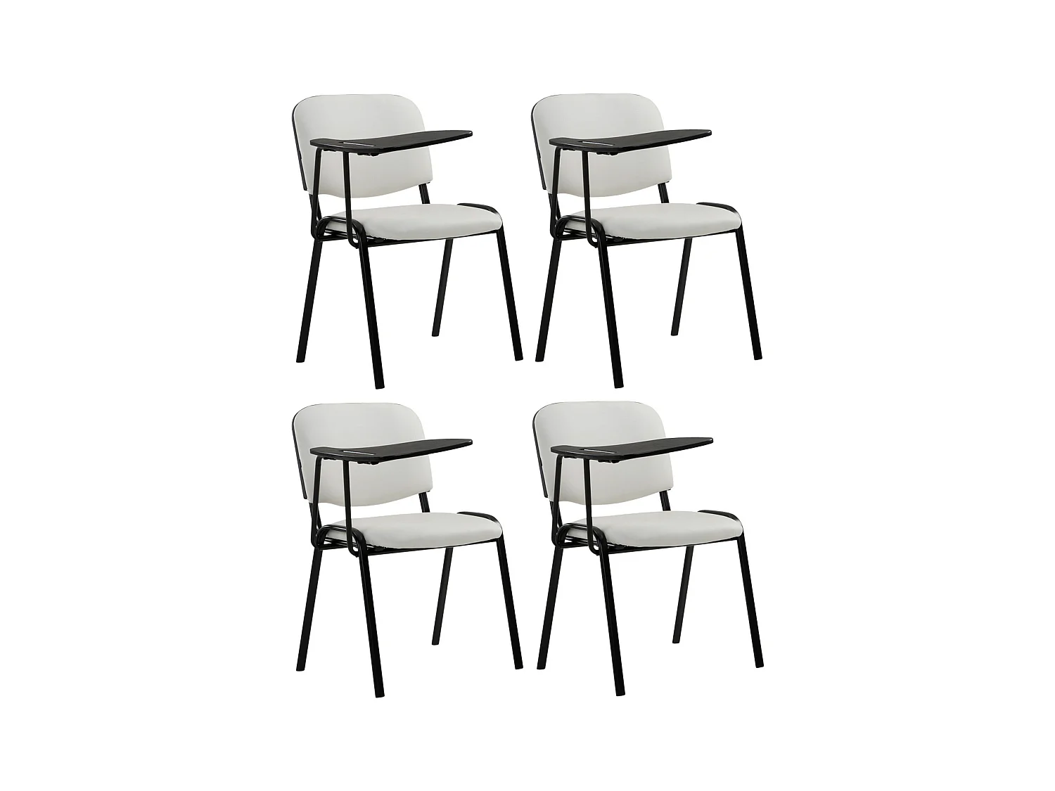 Lot de 4  Chaise de conférence - Similicuir & Gris - Blanc - Ken